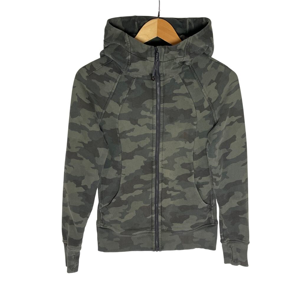 LULULEMON Women’s Green Camo Zip Front knit Hoodie size 6 - Picture 2 of 6
